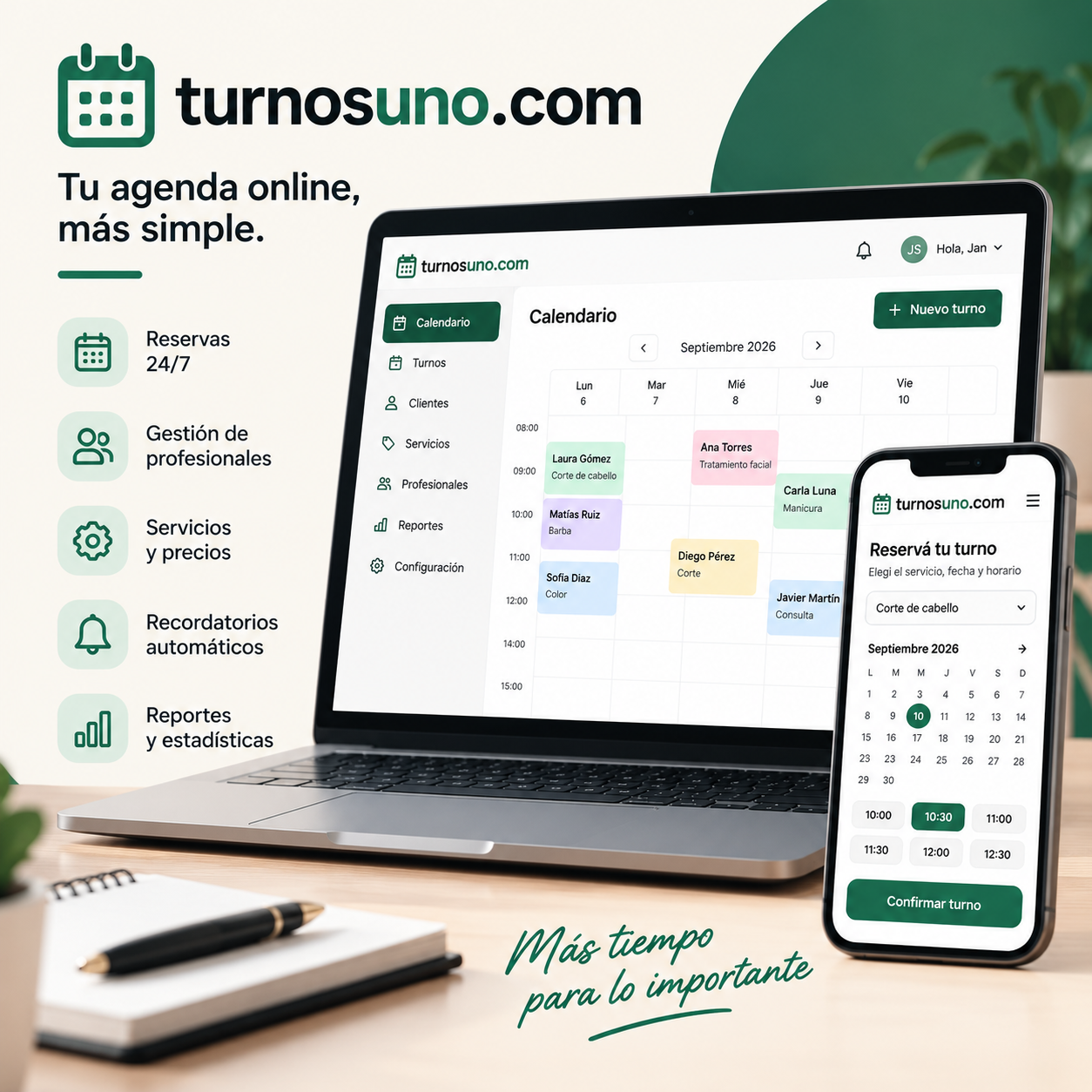 Tunos Uno – Sistema de turnos online para profesionales